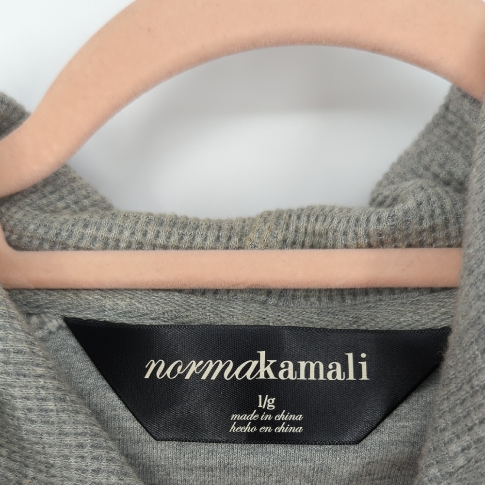 01121 Norma Kamali Full Zip Hoodie Sweatshirt Gray Size Large athletic sporty - Picture 4 of 10